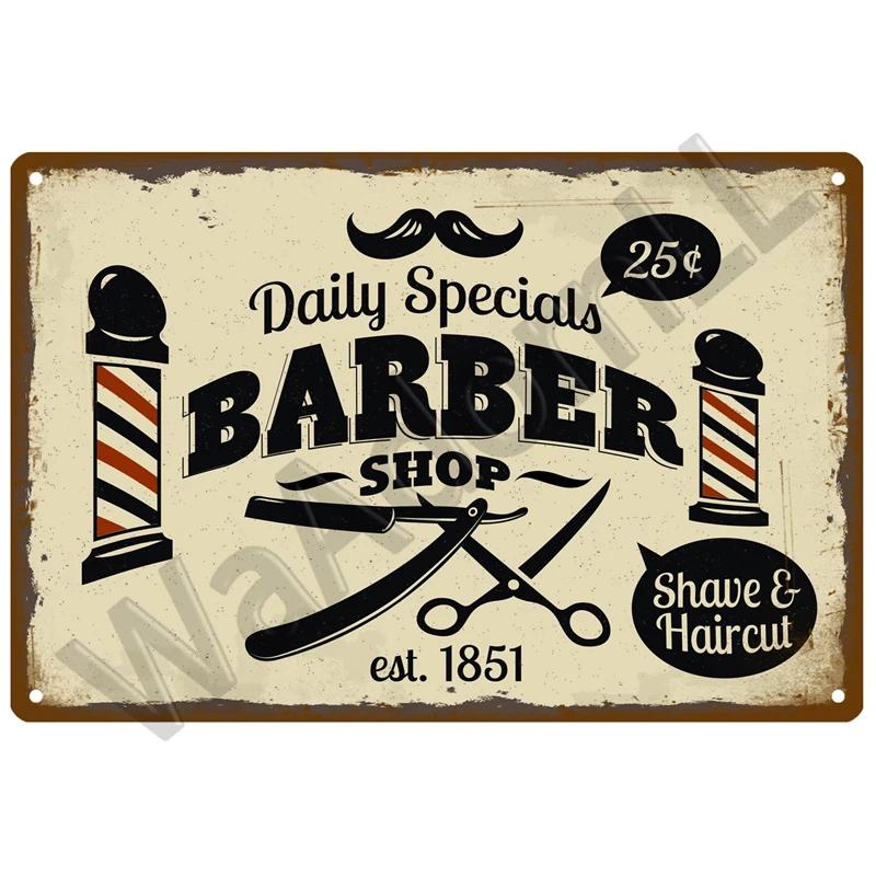 Barber Shop Tin Sign Poster Vintage Wall Posters Metal Sign Decorative Wall Plate Kitchen Plaque Metal Vintage Decor Accessories
