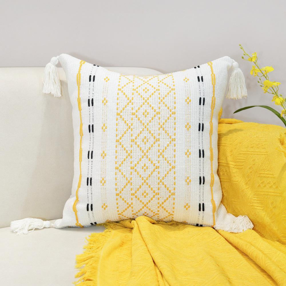 Подушка с жаккардовой бахромой, простая скандинавская утолщенная песочная декоративная подушка, наволочка для подушки
