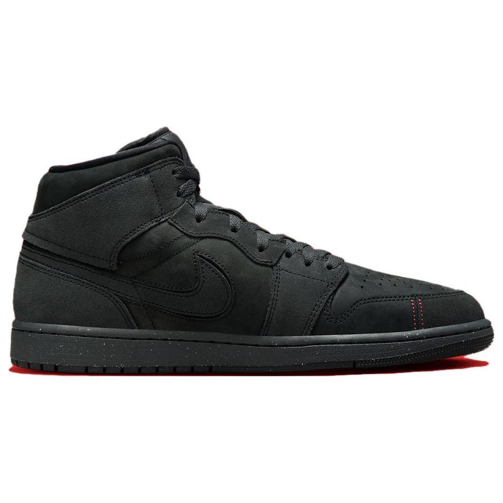 Air Jordan 1 Mid SE Craft Dark Smoke Red Мужские кроссовки черные темно-дымчато-серые Varsity-Red FD8634-001