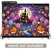 2D flat Halloween castle and pumpkin candy-themed polyester wall decorations, with dimensions of 8X6 feet.zyc