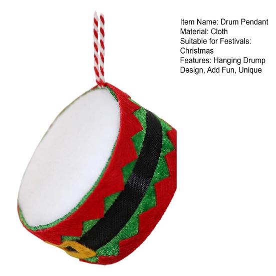 Christmas Drum Hanging Ornament for Tree Decoration Plush Fabric Texture Classic