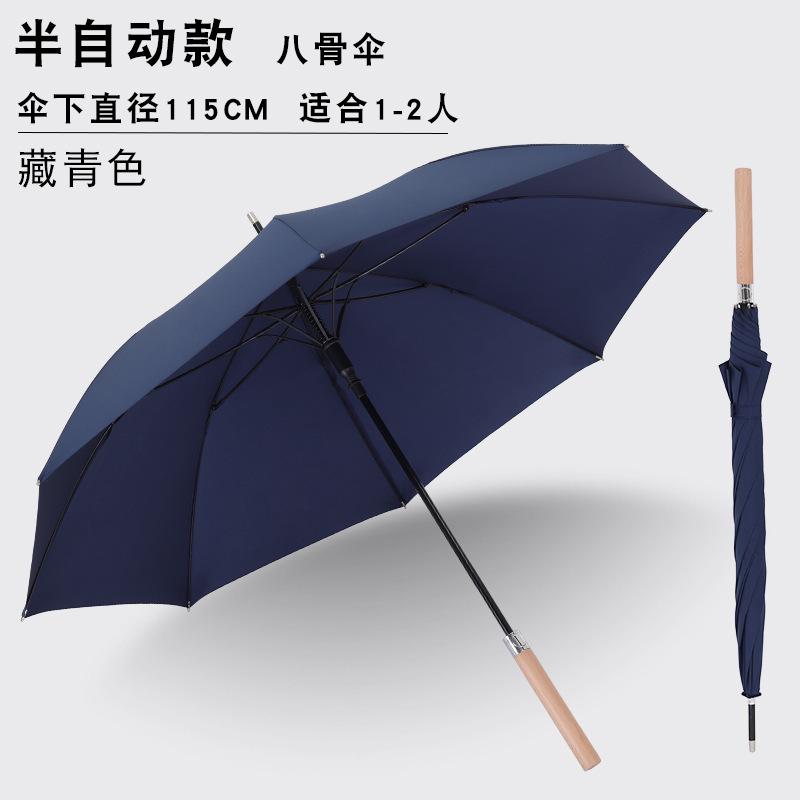 Новый 8-спицевый автоматический зонт-трость с длинной ручкой из массива дерева, схема