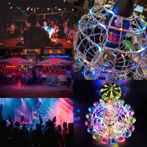 Batone Tequila Globe, Rotating LED Liquor Bottle Display Shelf with 12 Cups, LED Tequila Globe, Shot Glass, Cocktail Glass Holder, Liquor Rack, Liquor