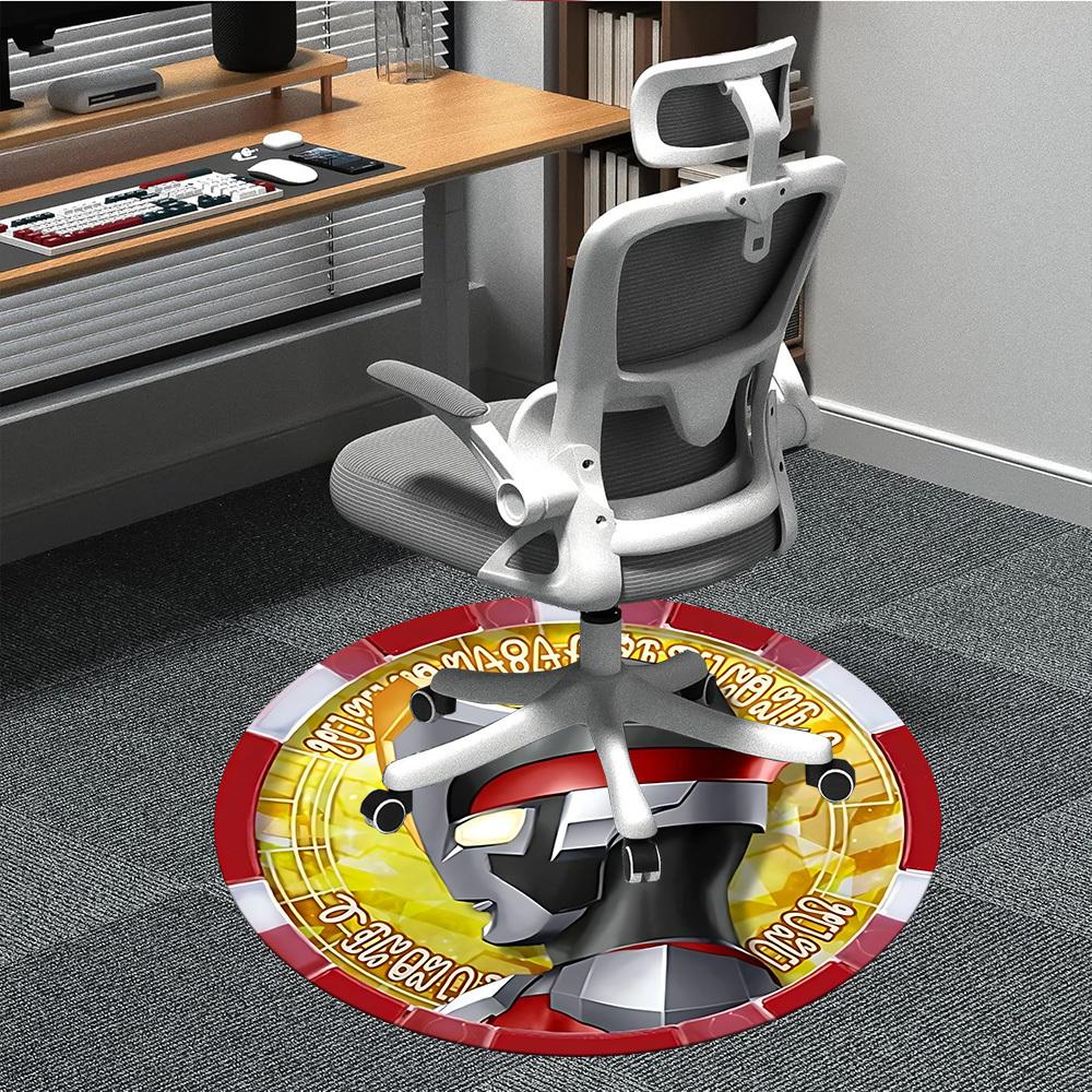 1pc Ultraman Chair Carpet for Office Non Slip, Machine Washable Rug for Office, Room Holiday Decor for Christmas, Birthday Polyester