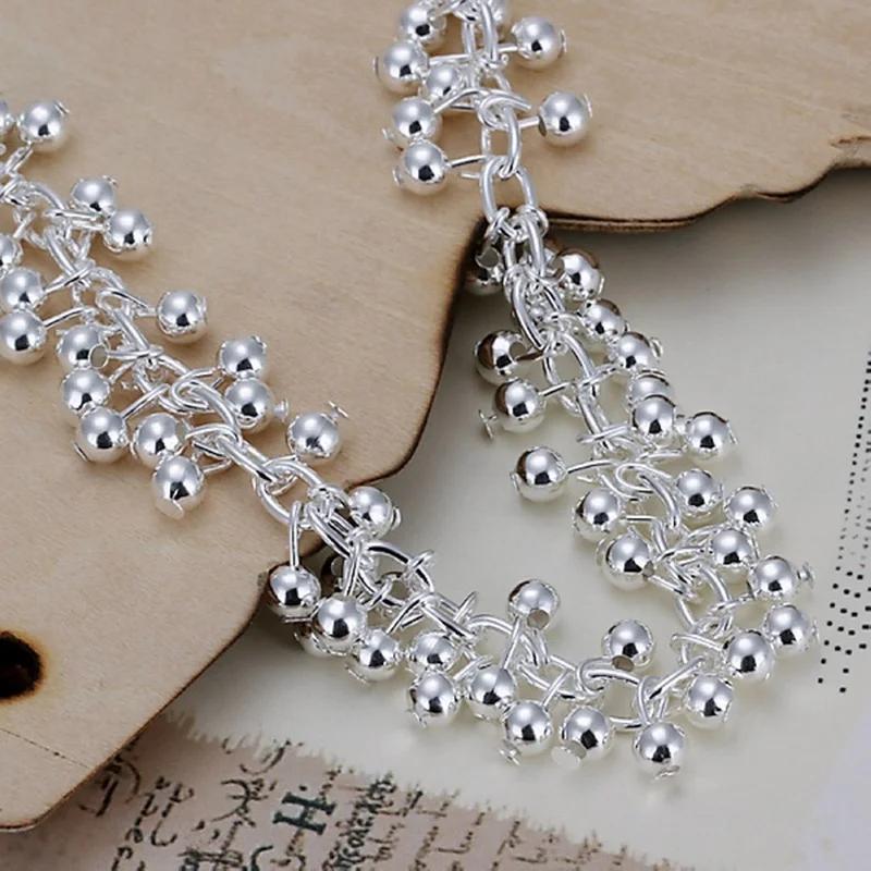 Charms Fine 925 silver bracelets bead chain fashion cute nice women grapes Bracelet wedding Jewelry party