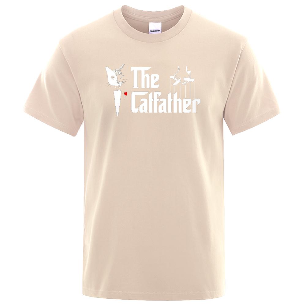 The Catfather Cat Printing Мужские футболки Рубашки с круглым вырезом Брендовая одежда Повседневная футболка большого размера Мужская футболка с коротким рукавом
