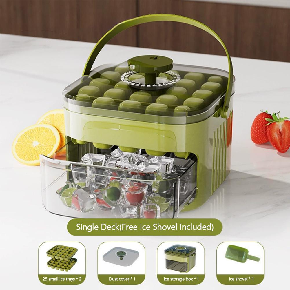 1Pc 50-Cube Ice Maker Extra Large, Double-Layer Tray with Lid, Food-Safe Material, Easy Ice Release, Ideal for Parties Drinks