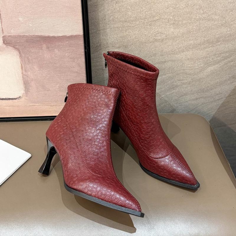 Модные банкетные короткие ботфорты до бедра Женская мода Острый носок Задняя молния Нескользящие Износостойкие Стройнящие