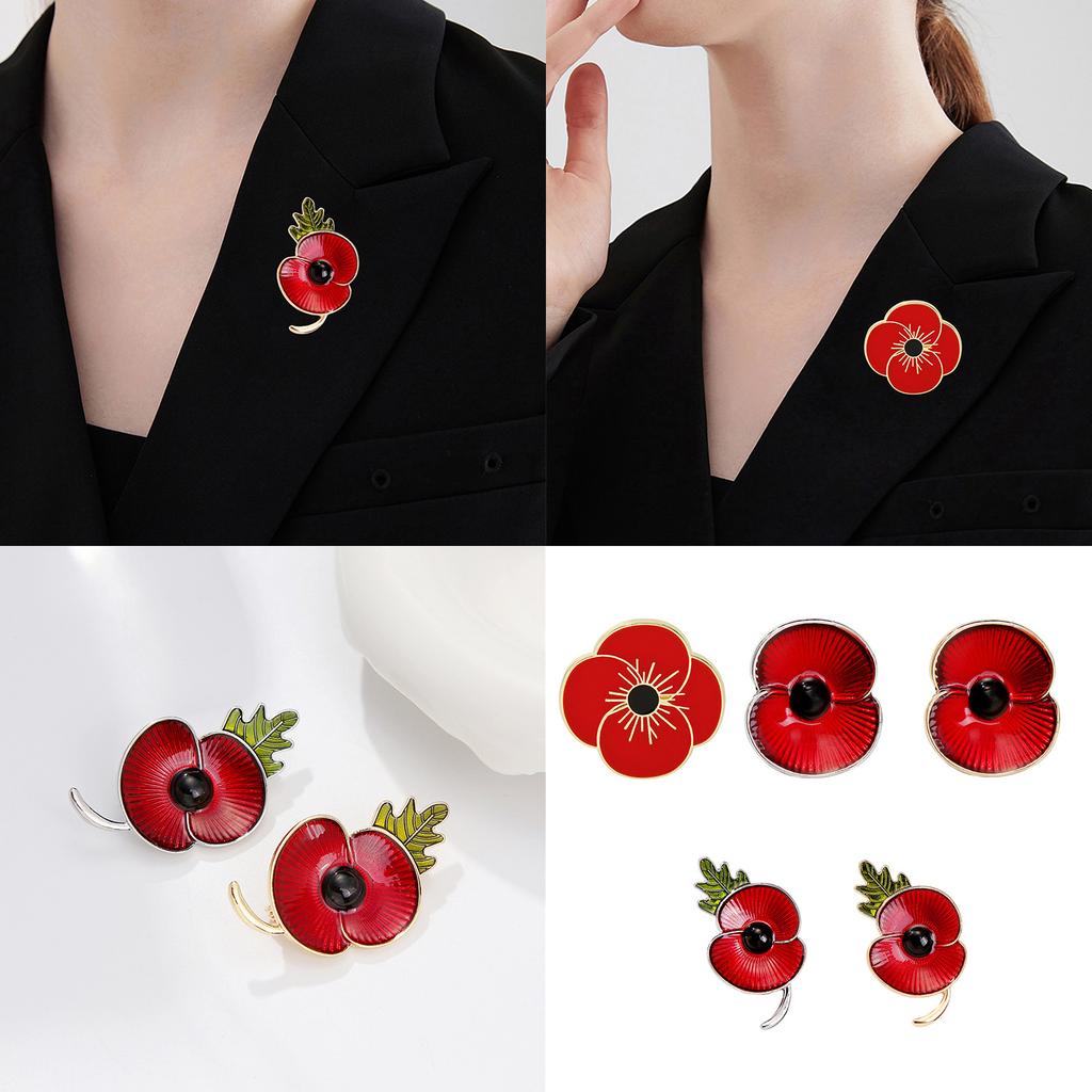 Poppy Flower Shape Brooch Durability Alloys Brooch Enamel Poppy Pin Fashionable for Artistic and Stylish Individuals