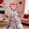 Valentine's Day Heart Tree Topper Red Pink White Pom Pom Ball Love Heart Treetop Ornament for Valentine's Day Christmas Wedding Birthday Party Home