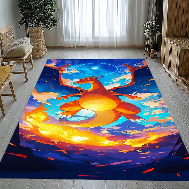 Charizard Charmander Pokemon Living Room Non-Slip Area Rug Soft Carpet for Bedroom Kids Playroom Sofa,Home Decor Doormat Gift
