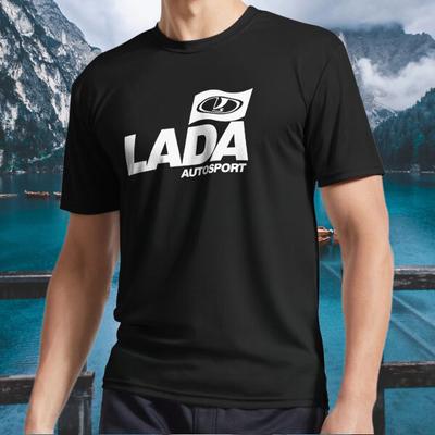 Новая футболка Lada Autosport с флагом- Логотип Активная футболка Смешная Размер от S до 5XL