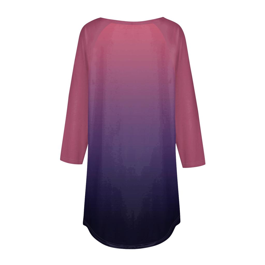 Women's Fashion Casual Going Out Tops Printed Raglan Sleeve 3/4 Sleeve Pullover Round Neck Tops