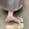 Bow Thick Heel High Heel Cool Slippers French Evening Breeze Gentle Fairy Word Slippers 2025 Summer Wear New