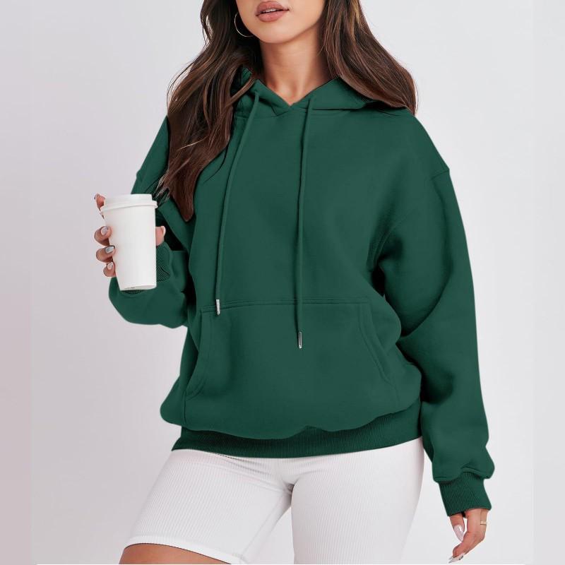 Womens Fleece Hoodie Thick Warm Printed Sweatshirt Casual Loose Fit Long Sleeve Hooded Top