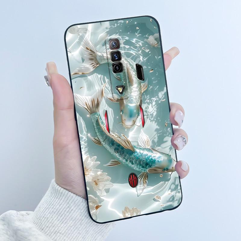 Чехол для Red Magic 7 NX679J Чехол для Nubia Red Magic 7S Задняя крышка Милый Кролик с Сердечками Черный Мягкий ТПУ Чехол для Телефона Оболочка для RedMagic 7 7S
