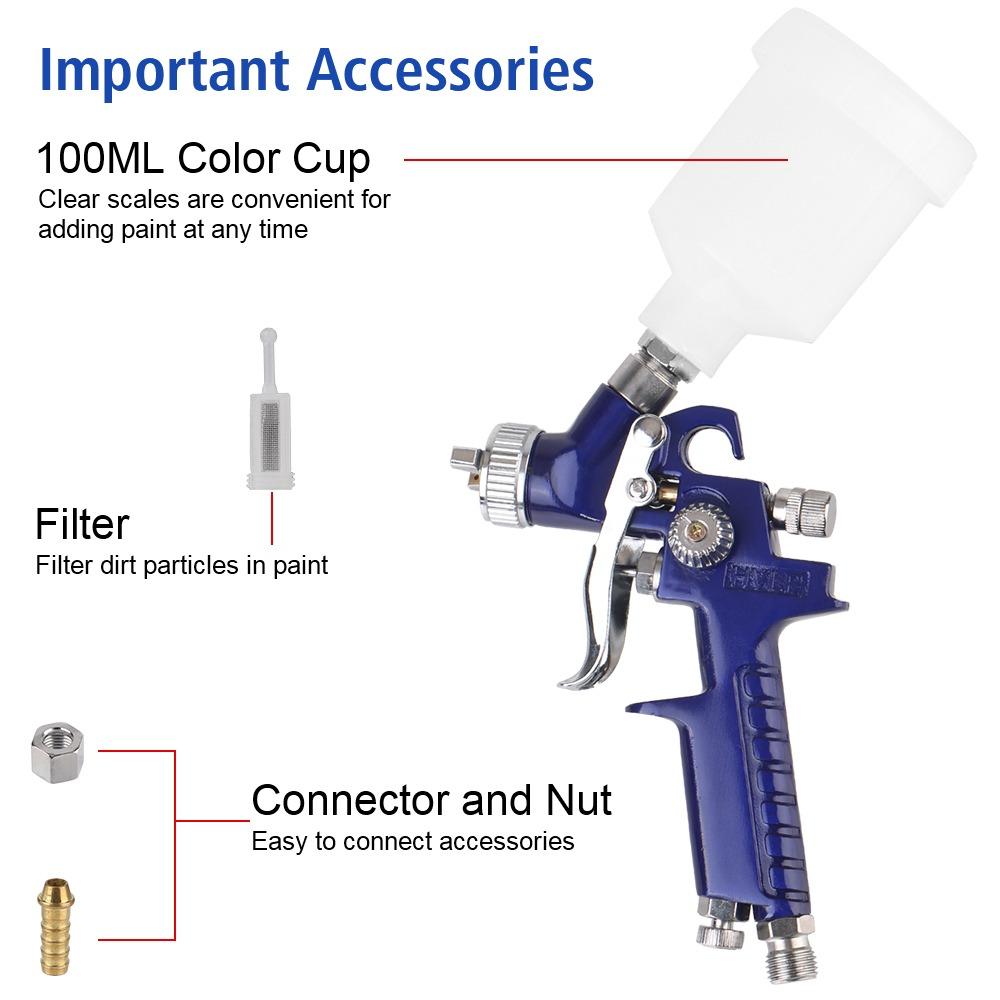 Airbrush For Painting Car Aerograph Spraying Gun Mini Air Paint HVLP Spray Gun 1.0mm Nozzle Mini Air Paint Spray Guns