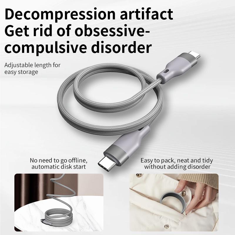 Factory 5A Fast Charging Type C Charger Cable Nylon Jacketed Magnetic Mobile Phone Data Cable