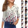 Girls Casual Fashion Tops Printed Seven Sleeve T-Shirt With Buttons