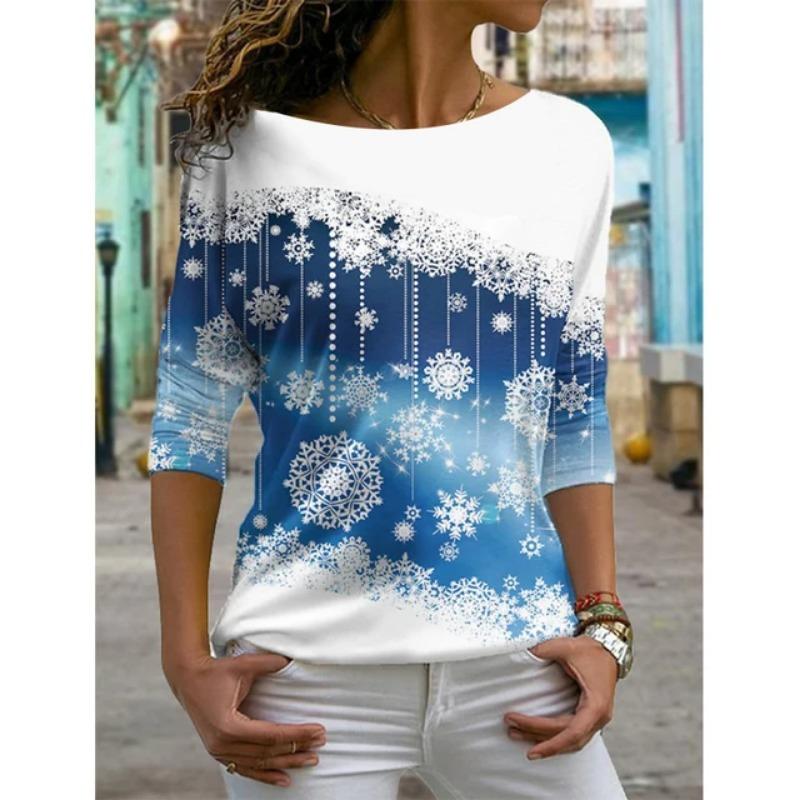 Осенняя универсальная женская футболка с длинными рукавами и цветочным принтом, обычный повседневный топ в стиле ретро с круглым вырезом и разноцветным принтом в стиле бохо