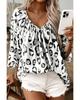Azura Exchange Черная блузка с леопардовым принтом, V-образным вырезом и рукавами 3/4