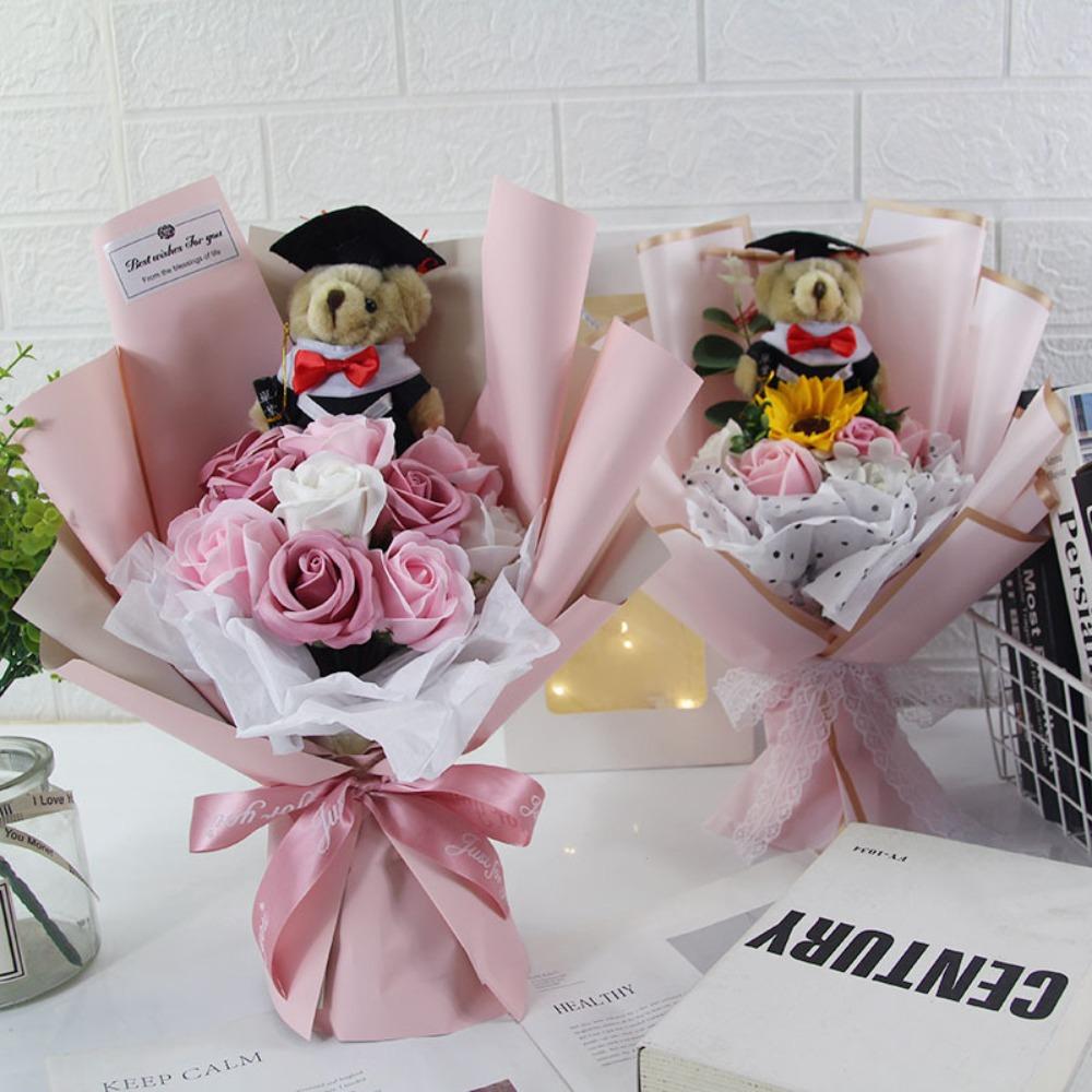 Букет розовых медведей Милый мультяшный медведь Милый мишка Шикарный букет мыльных цветов