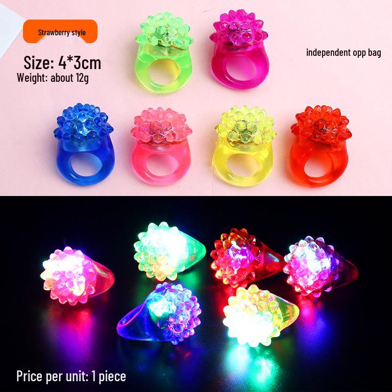 Glow Strawberry Ring LED Light Flashing Soft Rubber Toy