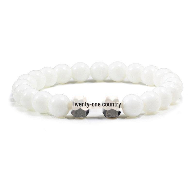 Мужской браслет-штанга из черного сплава с бирюзовыми бусинами