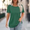 Women's Fashion Casual Solid Color Round Neck Short Sleeve T-shirt Tops