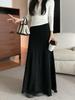 Elegant Korean Pleated Midi Skirt - High Waist Fishtail Design, Hip-Hugging and Stylish
