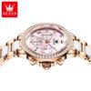Ladies' Three Eye Timing Quartz Watch Diamond Inlaid Bezel Ceramic Strap Waterproof Luminous Women's Light Luxury Watch