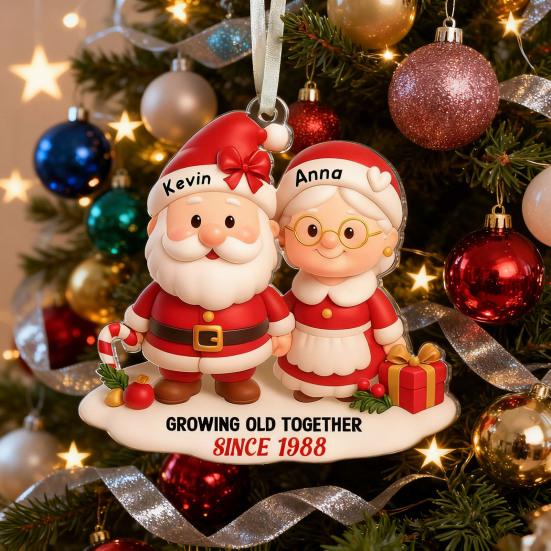 Подвеска на елку Стареем вместе с 2025 года Персонализированное акриловое рождественское украшение Декор пары Санта