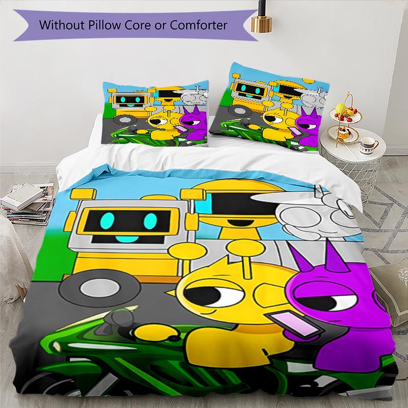 3pcs SPRUNKI8 Design Cover Set - HD Printed Bedding with 1 Cover and 2 Pillowcases - Perfect for Home and Dorm Decor