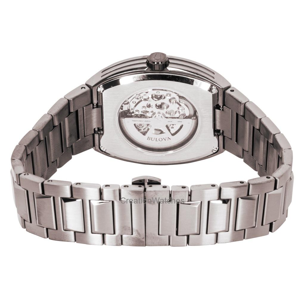 BULOVA Часы мужские Maquina из нержавеющей стали с зеленым скелетонизированным циферблатом, автоматические 98A321