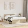 VidaXL Bed Frame with Headboard Sonoma Oak 140x200 Cm, Bedroom Furniture, Double Bed, Slatted Base, Bed, Frame 3295564