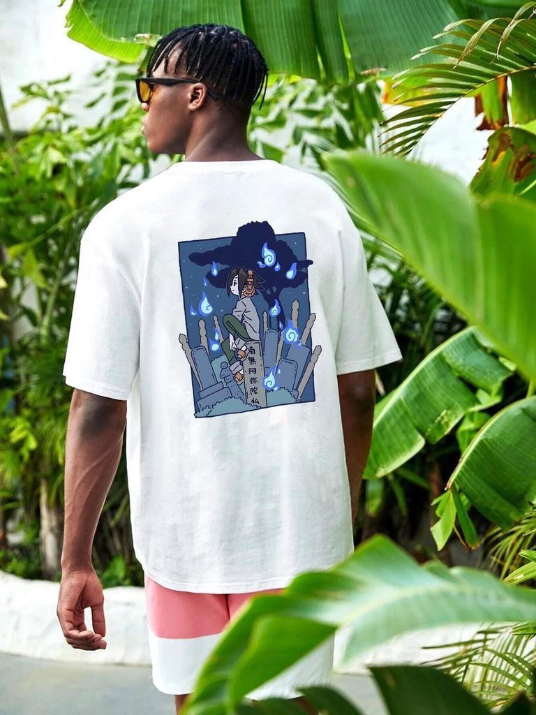 Японская крутая футболка с героями мультфильмов для мальчиков, готические летние хлопковые топы унисекс High Street, футболки с короткими рукавами, женские футболки с круглым вырезом