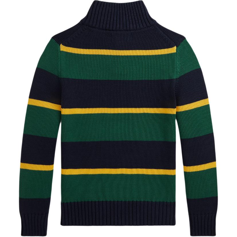 Polo Ralph Lauren Knitted Sweater FW24 Logo Embroidered Striped Mock Neck Long Sleeve Kids Sweater Blue CWPOSWEY6820543-999