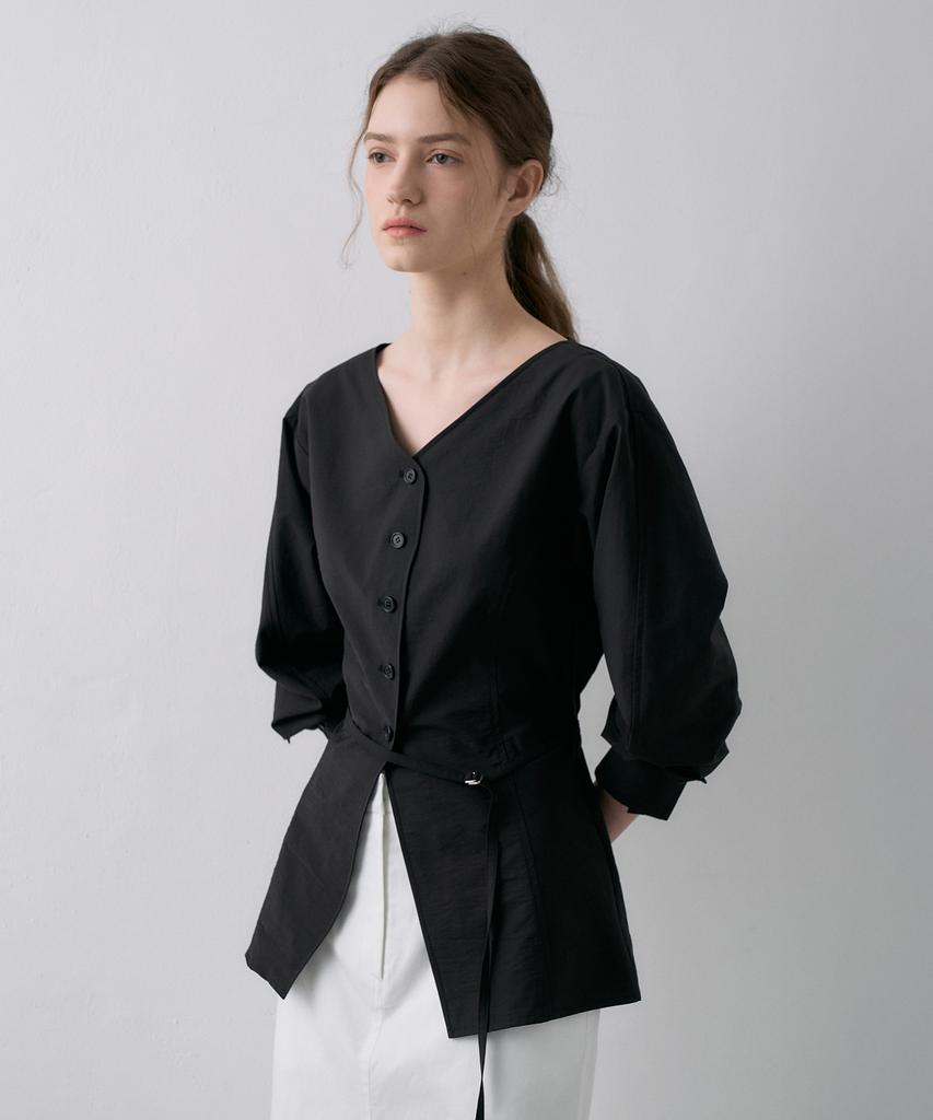LAMEREI Hourglass V-Neck Blouse[Lmbfspsh316]-2Color