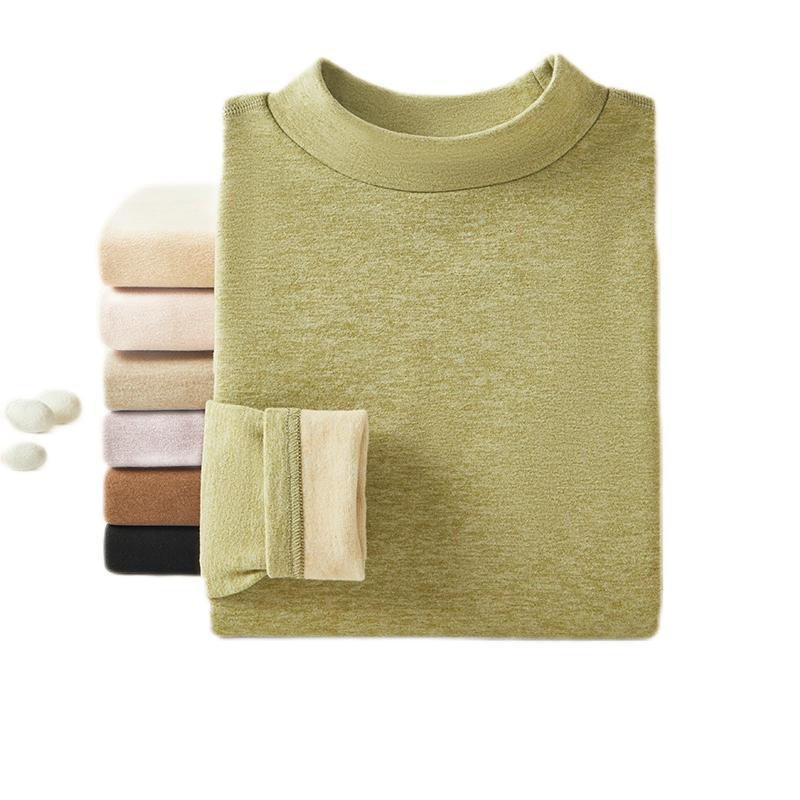 Cashmere Silk Half Turtleneck Thermal Underwear Set: German Fleece, Mid-Neck, Autumn Wear with Velvet, Thickened for Couples.