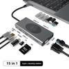Type C Docking Station Dual HDMI USB Hub with 15W Wireless Charger Multi Port Expander
