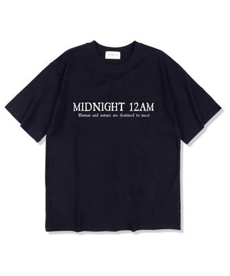 MIDNIGHT12AM Базовая футболка с коротким рукавом и логотипом Темно-синяя