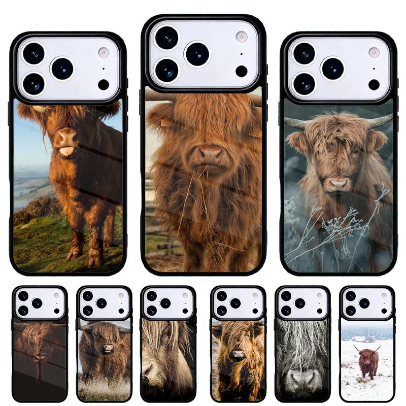 Милый хайлендский бычок мягкий чехол для телефона для iPhone 17 16 15 14 13 Pro Max Задняя крышка для 12 11 Pro Coque