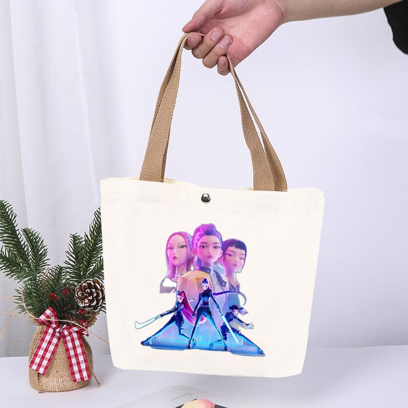 K-Pop Anime Cartoon Printed Student Large Capacity Portable Shoulder Bag Casual Canvas Bag