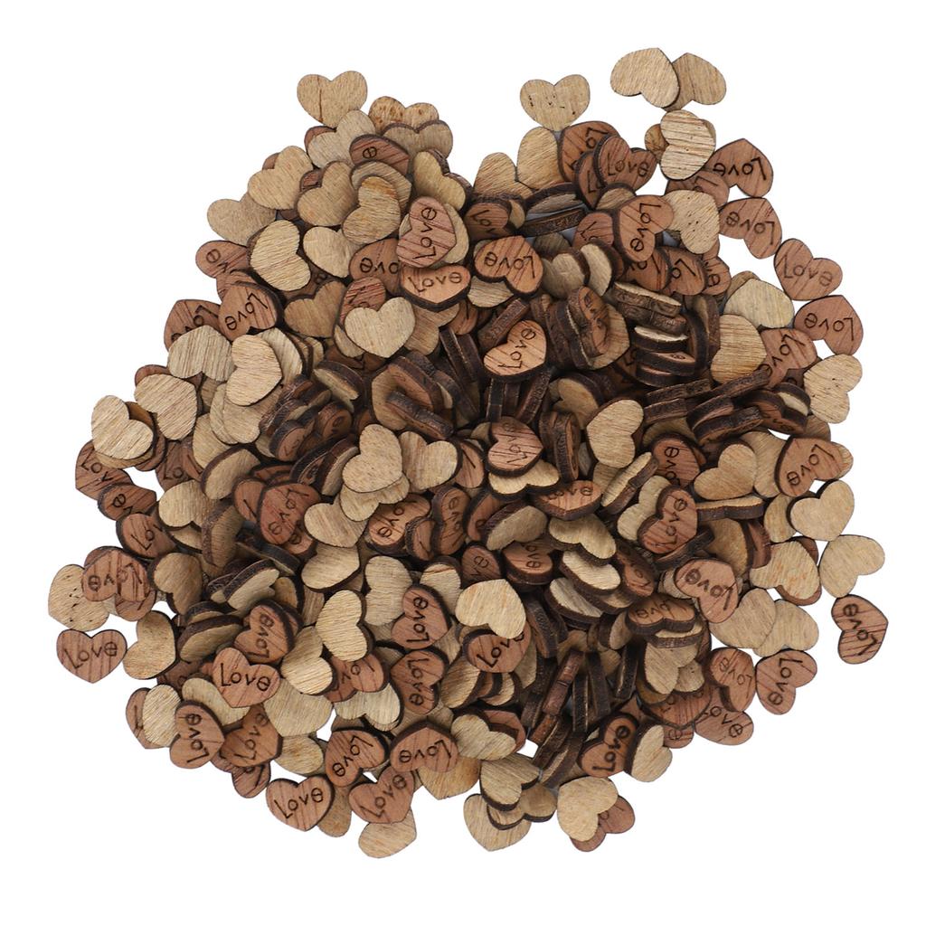 300Pcs Wooden Heart Confetti Natural Craft DIY Ornament Valentine"s Day Wedding Decoration