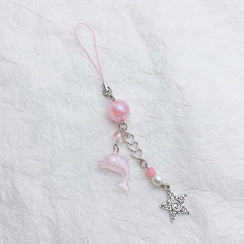 Милый кулон-подвеска с дельфином из бисера, шарм для мобильного телефона, цепочка для телефона, функциональный брелок-украшение, кольцо для ключей для сумки, кошелька, рюкзака