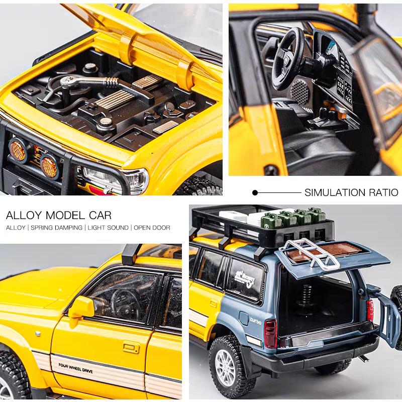 Toyota Land Cruiser LC80 Внедорожник Моделирование Литые игрушечные машинки Звуки и Свет Инерционный автомобиль 1:Модель коллекции 24 сплава