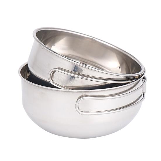 2Pcs/Set 500ml/650ml Camping Folding Bowl Stackable Anti Rust Stainless Steel Camping Bowl
