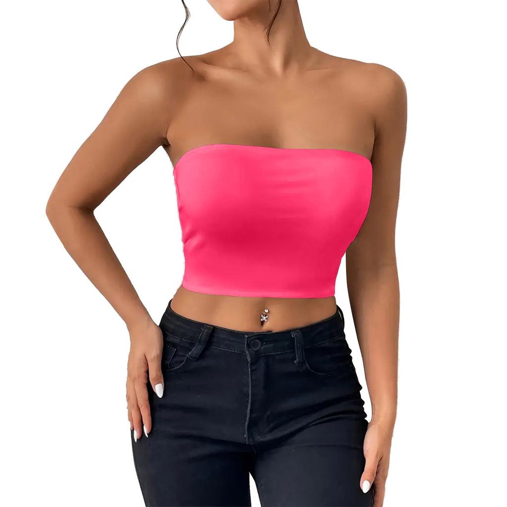 Women's Fashion Sexy Neckless Slimming Tank Top Outer Wear Solid Color Tank Top
