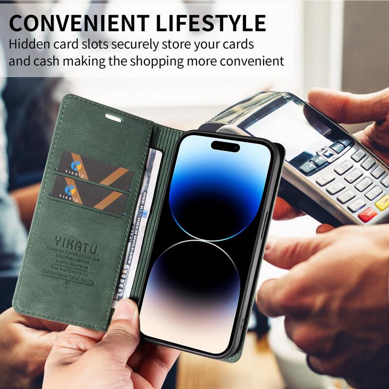 Магнитный кожаный чехол-книжка для Vivo V60 Lite 5G и других - Стиль книги с отделениями для карт и подставкой