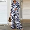Women Long Sleeve Blouse and Pants Casual Two Piece Print Suit Sets